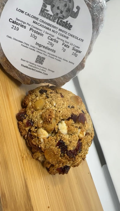 Low Calorie White Chocolate Cranberry Macadamia Protein Oat Cookie - 2 Pack