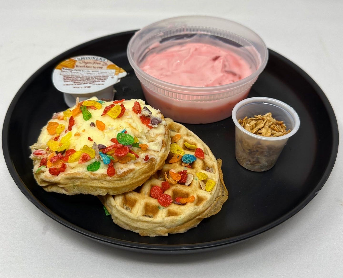 Fruity Pebbles Protein Waffle — The Halal Meal Prep