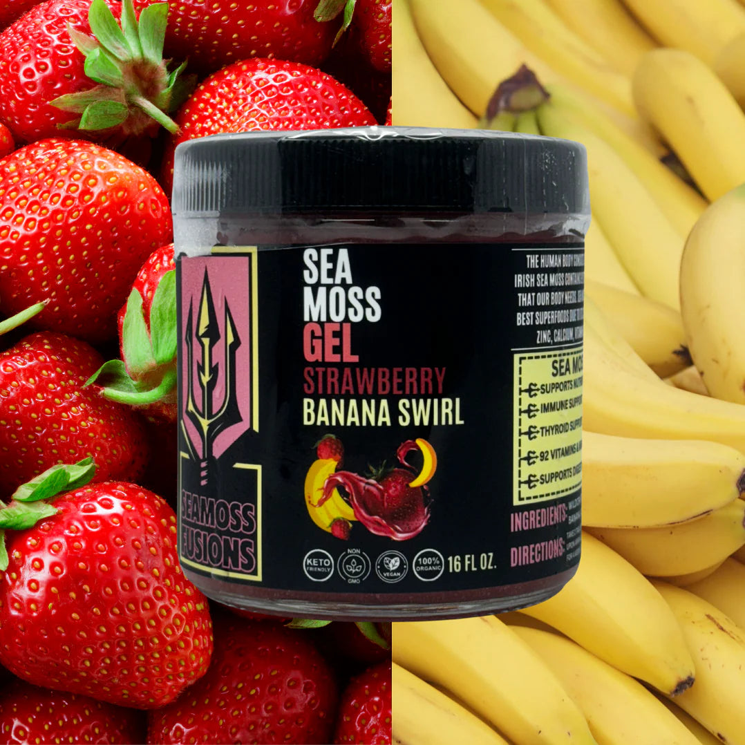 STRAWBERRY BANANA SWIRL SEA MOSS GEL ( 16OZ ) — The Halal Meal Prep